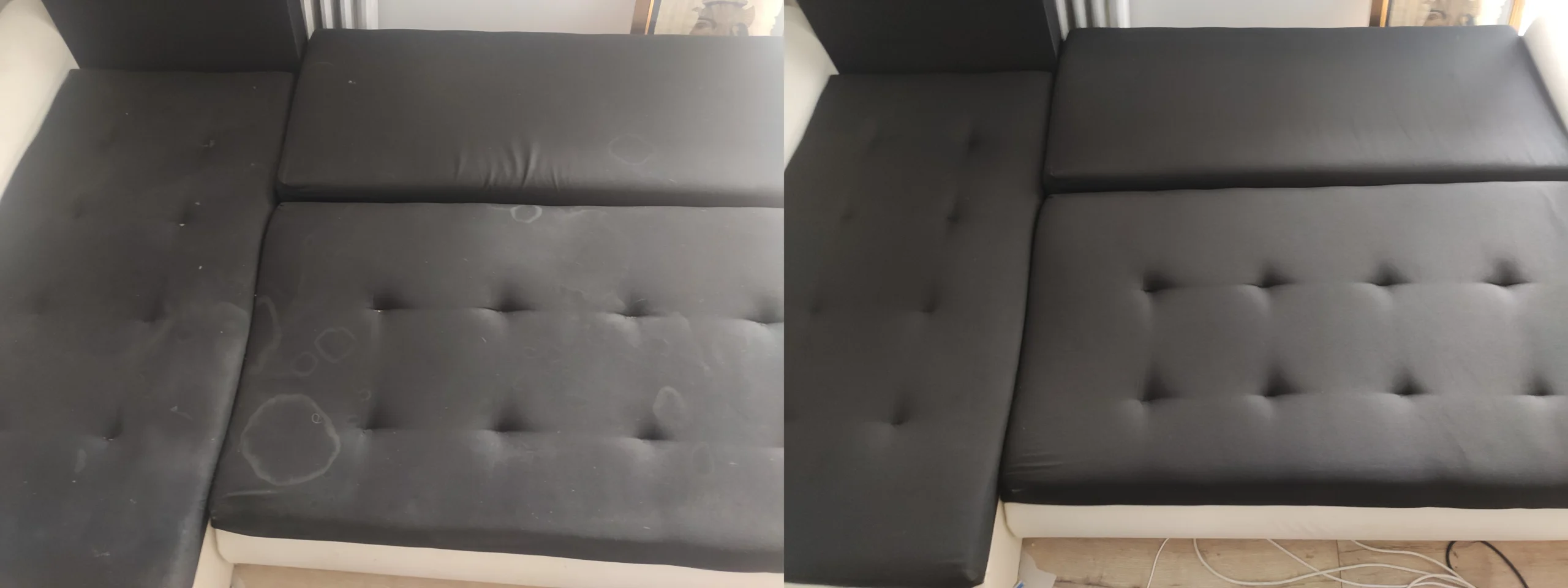 Czysta i odświeżona tapicerka meblowa po profesjonalnym czyszczeniu.